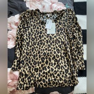 ALC Leopard Print 3/4 Sleeve Top